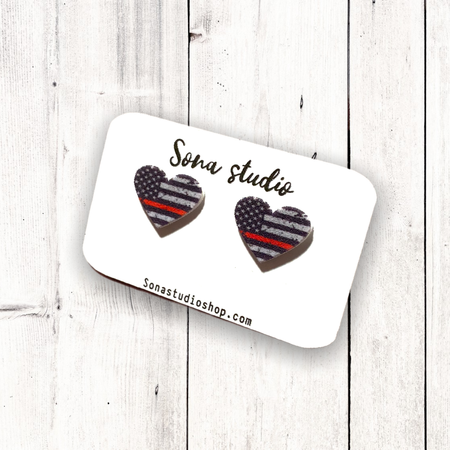 Thin Red Line -Firefighter Earrings