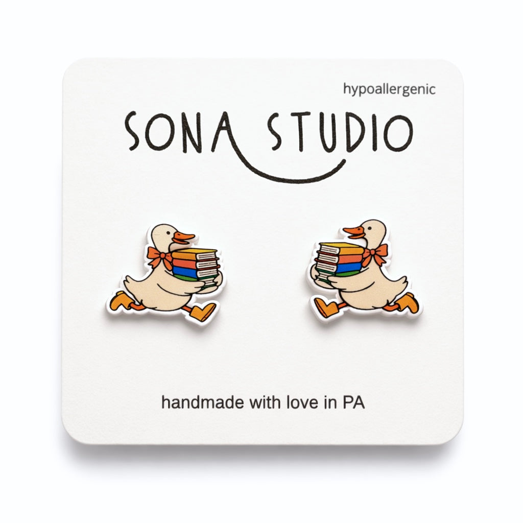 Book Goose Earrings