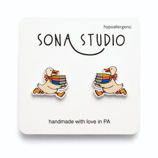 Book Goose Earrings
