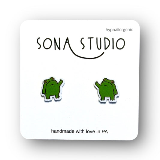 Feisty Frog Earrings