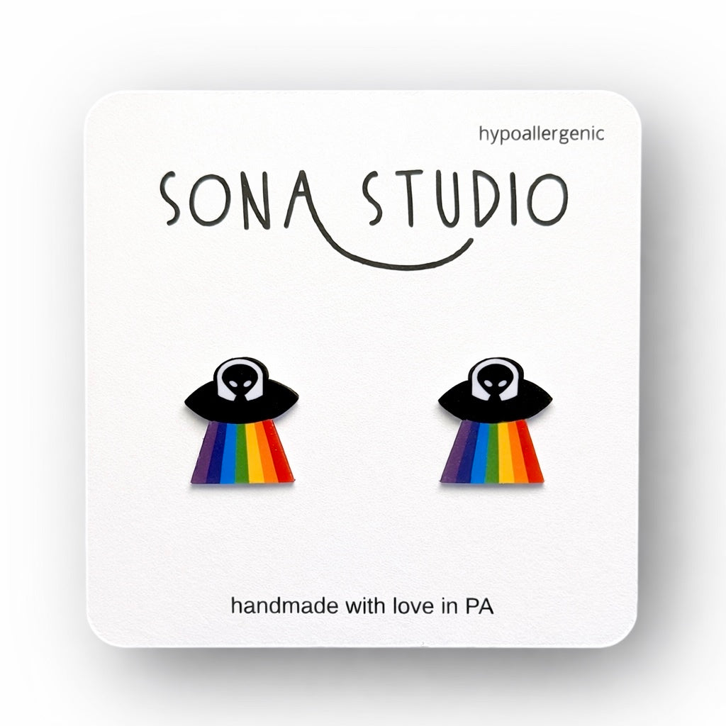 Rainbow Alien Earrings