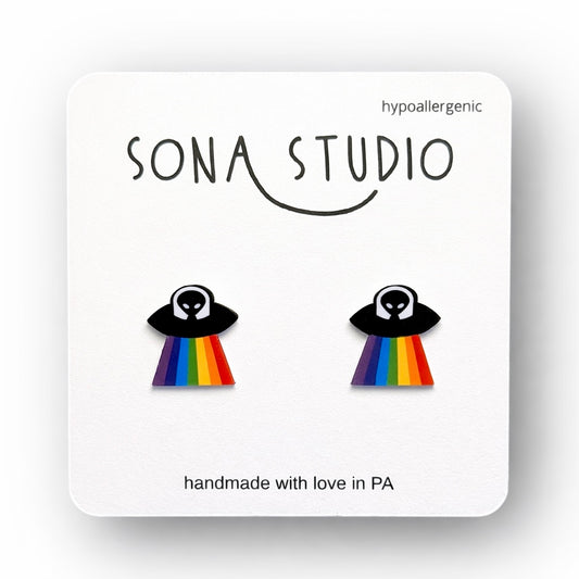 Rainbow Alien Earrings