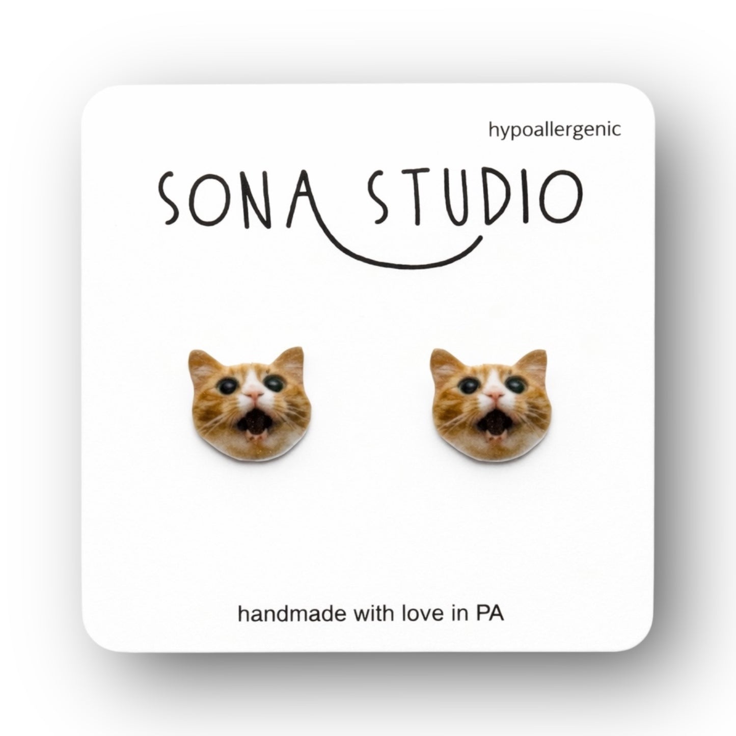 Surprised Cat Earrings