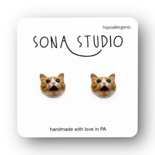Surprised Cat Earrings