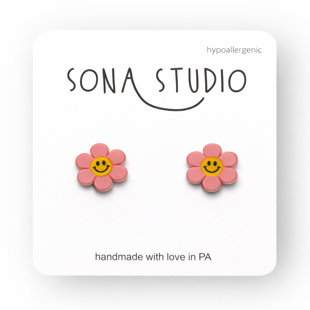 Pink Flower Earrings