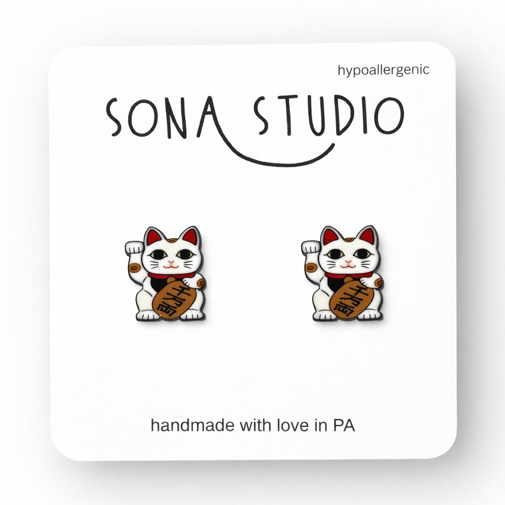 Maneki-neko (Chinese Lucky Cat) Earrings