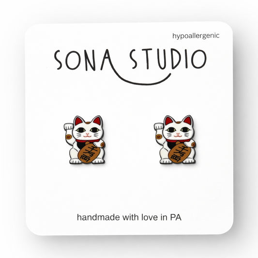 Maneki-neko (Chinese Lucky Cat) Earrings