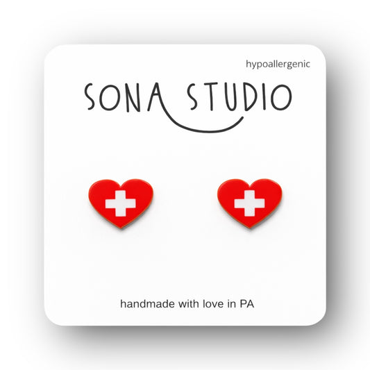 Medical Heart Earrings