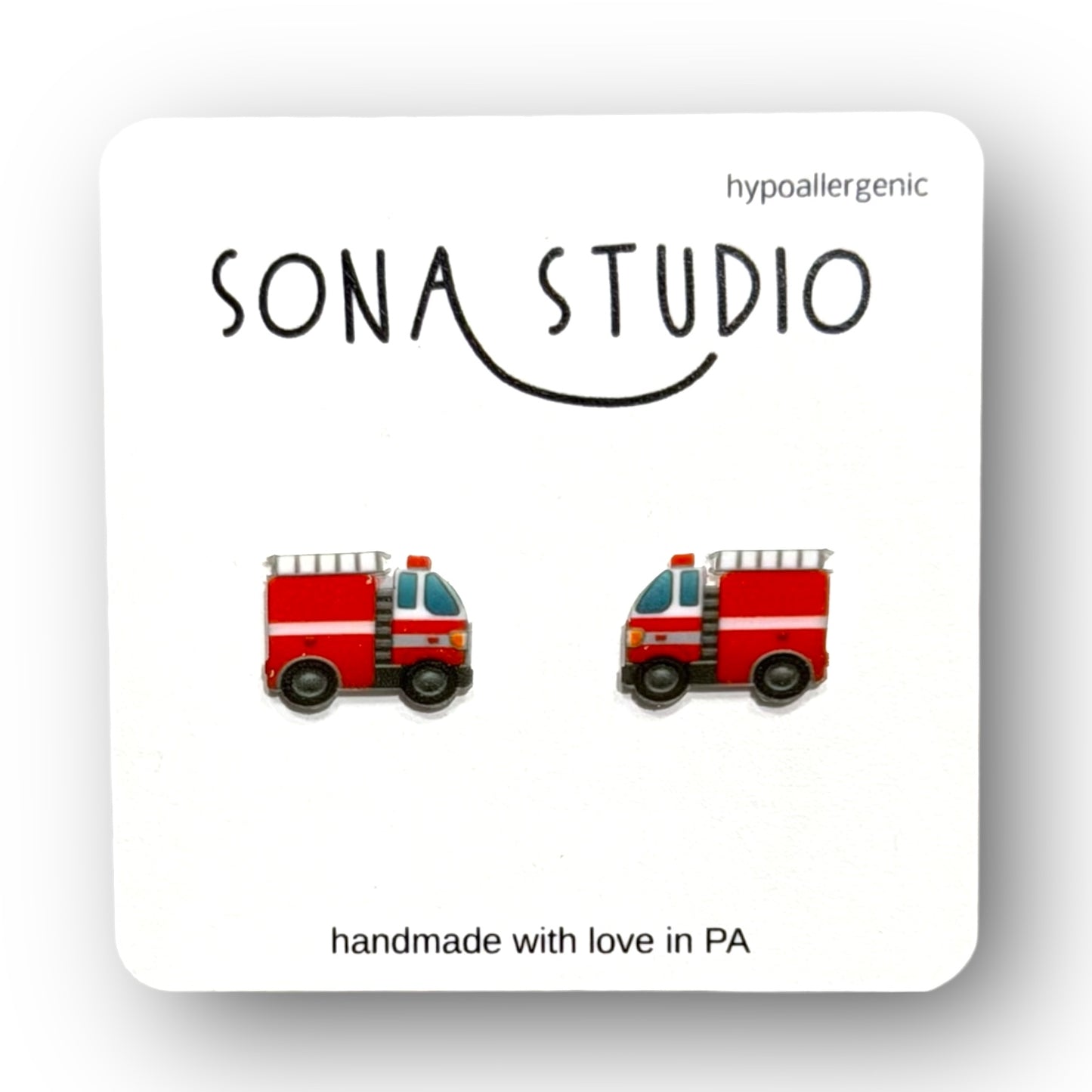 Fire Truck Earrings