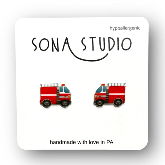 Fire Truck Earrings
