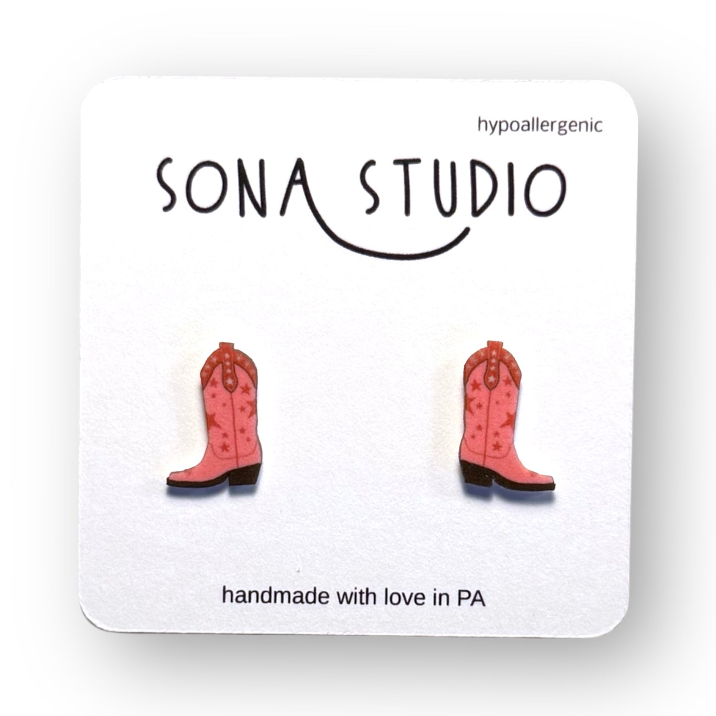 Pink Cowgirl Boot Earrings