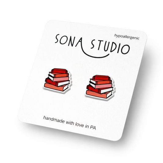 Pink Book Earrings