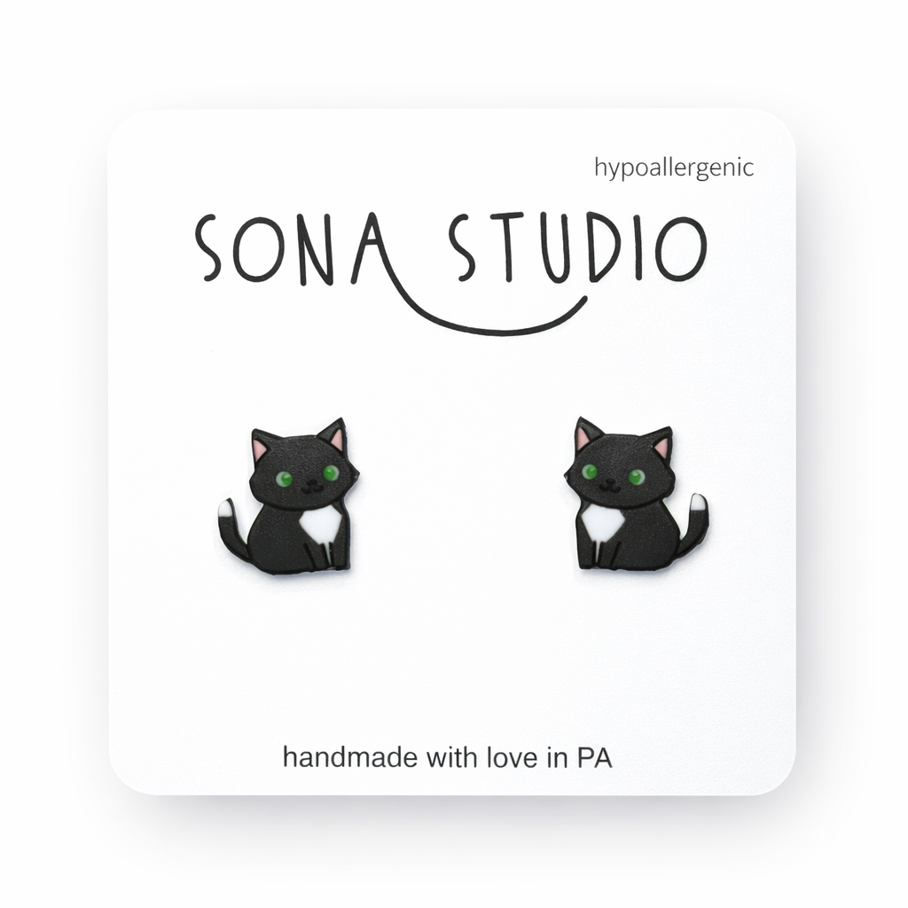 Tuxedo Kitty Earrings