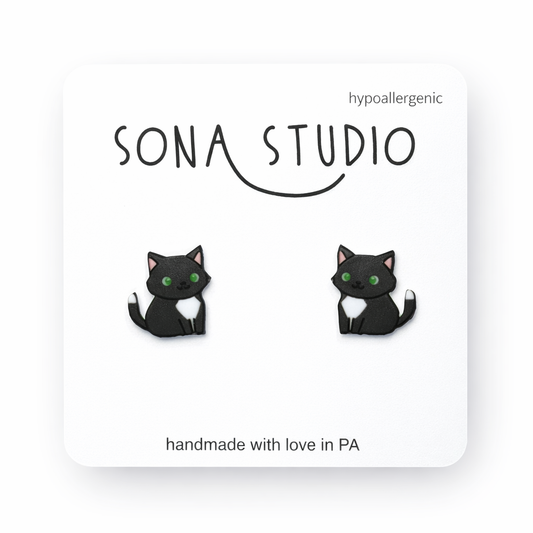 Tuxedo Kitty Earrings