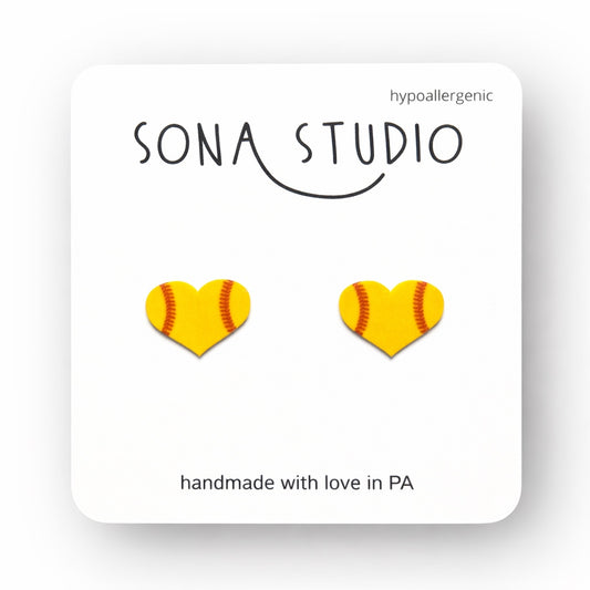 Softball Heart Earrings