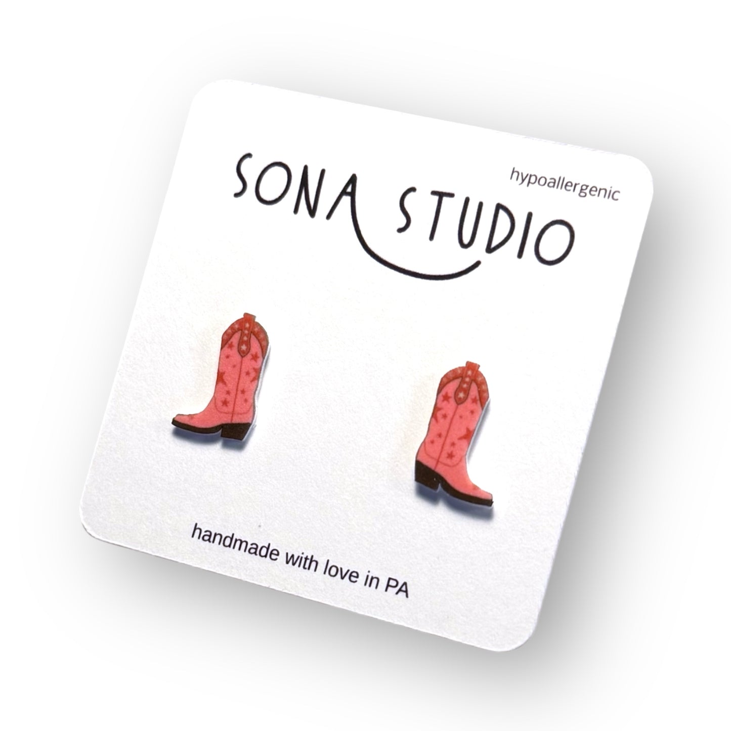 Pink Cowgirl Boot Earrings