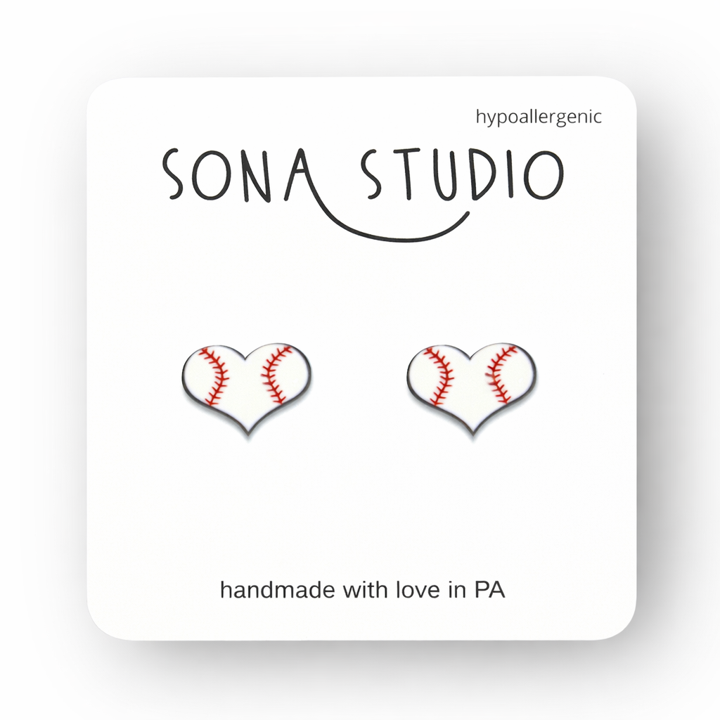 Baseball Heart Earrings