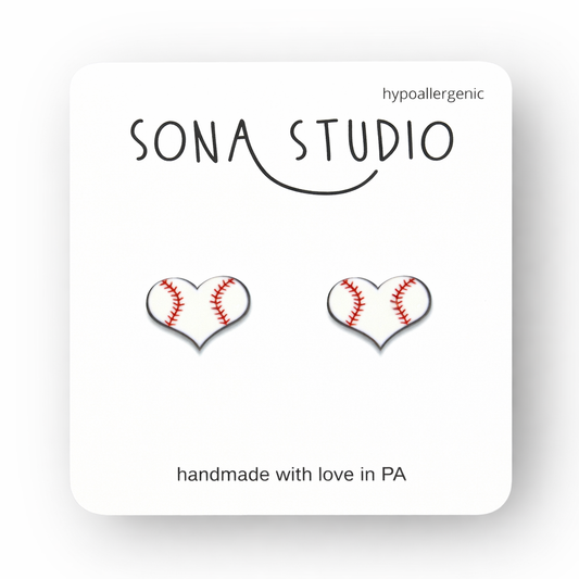 Baseball Heart Earrings