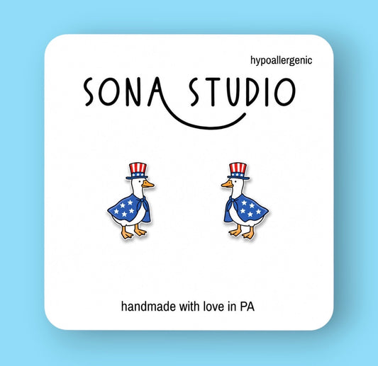 Patriotic Goose Earrings