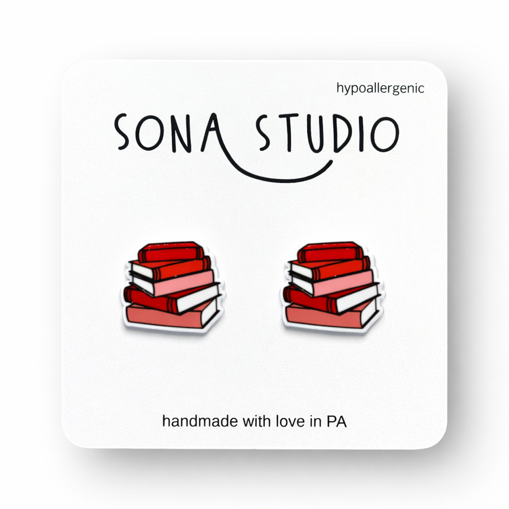 Pink Book Earrings
