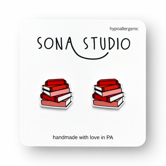 Pink Book Earrings