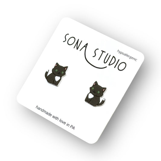 Tuxedo Kitty Earrings