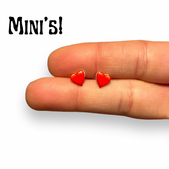 Mini Red Heart Earrings