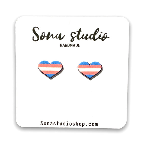 Transgender Flag Heart Earrings