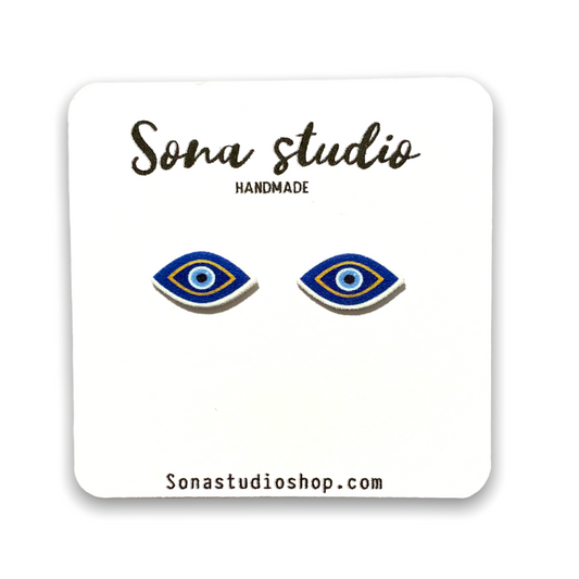 Blue Evil Eye Earrings