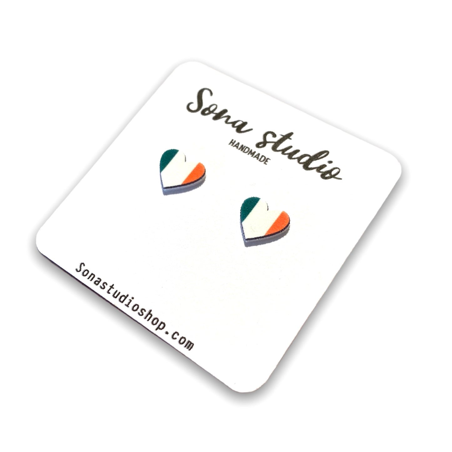 Irish Flag Heart Earrings