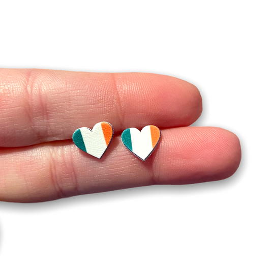 Irish Flag Heart Earrings