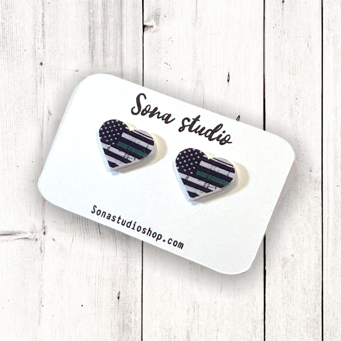 Thin Green Line Earrings