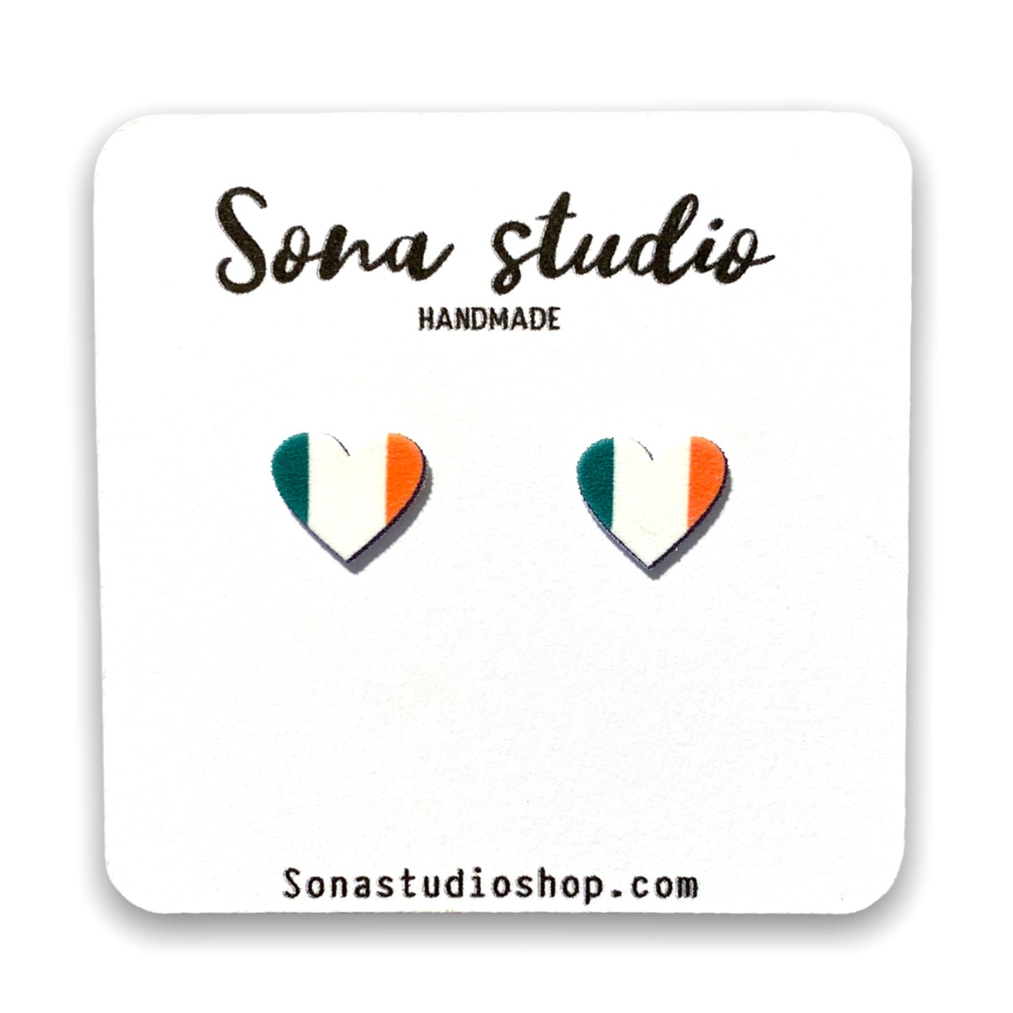 Irish Flag Heart Earrings