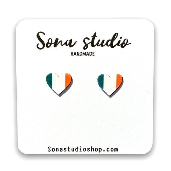 Irish Flag Heart Earrings