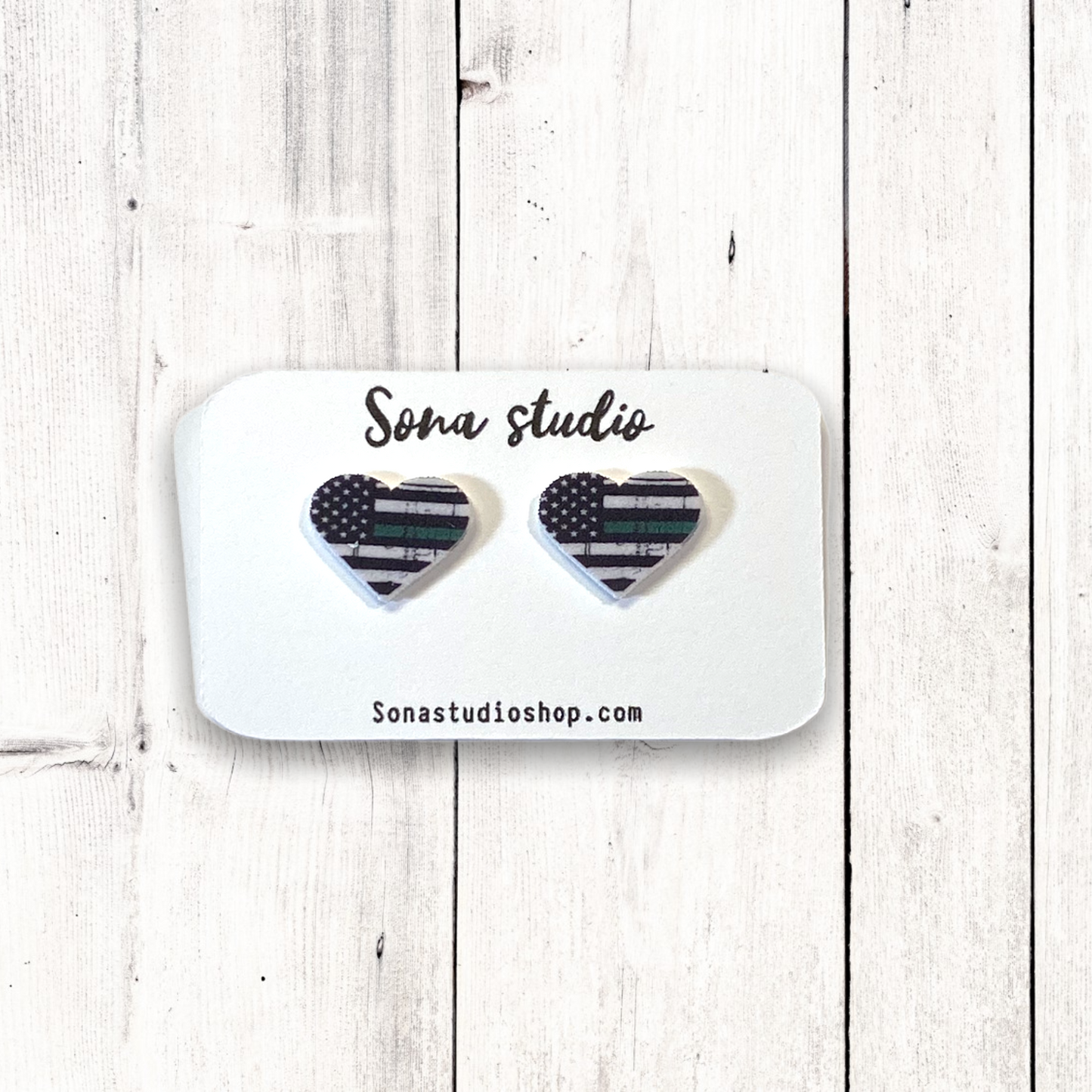 Thin Green Line Earrings