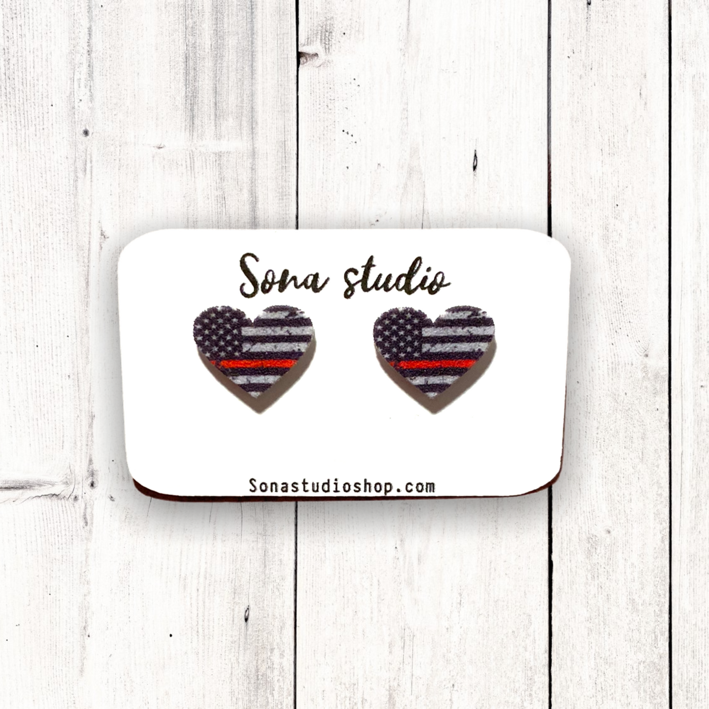 Thin Red Line -Firefighter Earrings